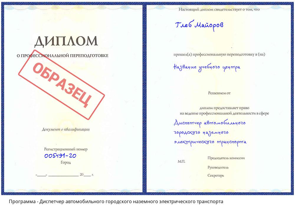 Диспетчер автомобильного городского наземного электрического транспорта Салехард