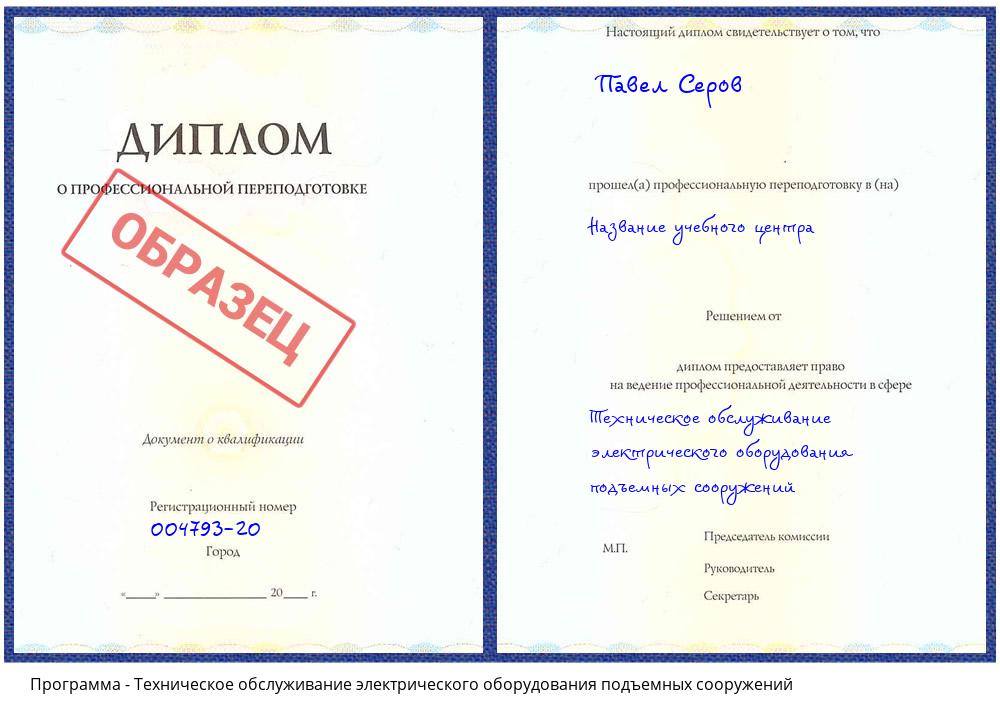 Техническое обслуживание электрического оборудования подъемных сооружений Салехард