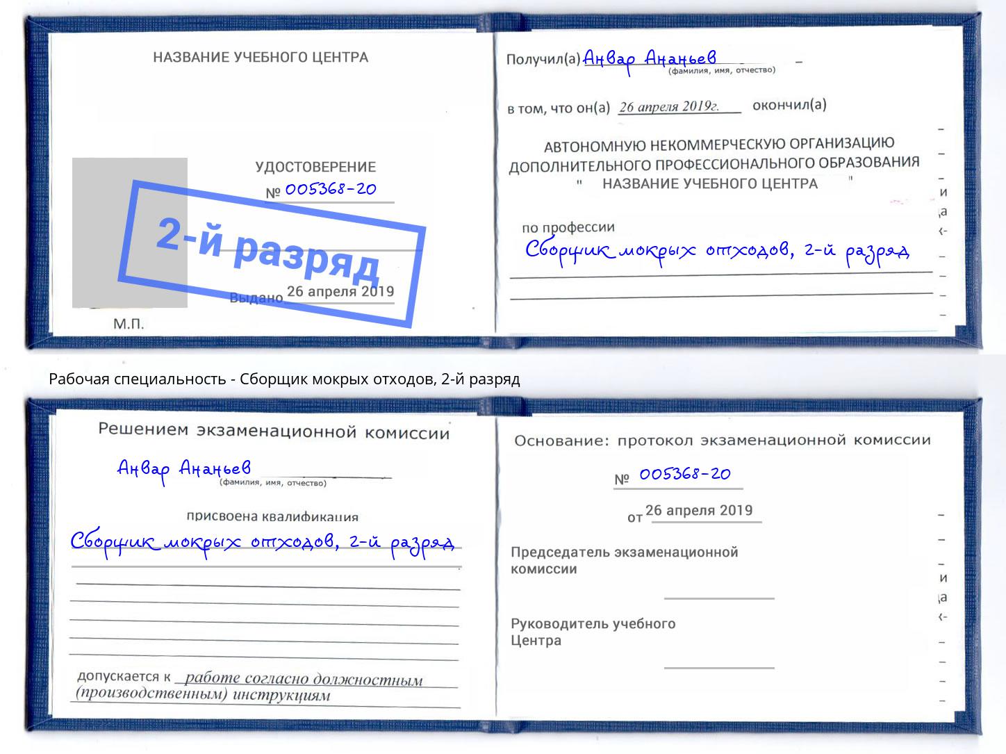 корочка 2-й разряд Сборщик мокрых отходов Салехард