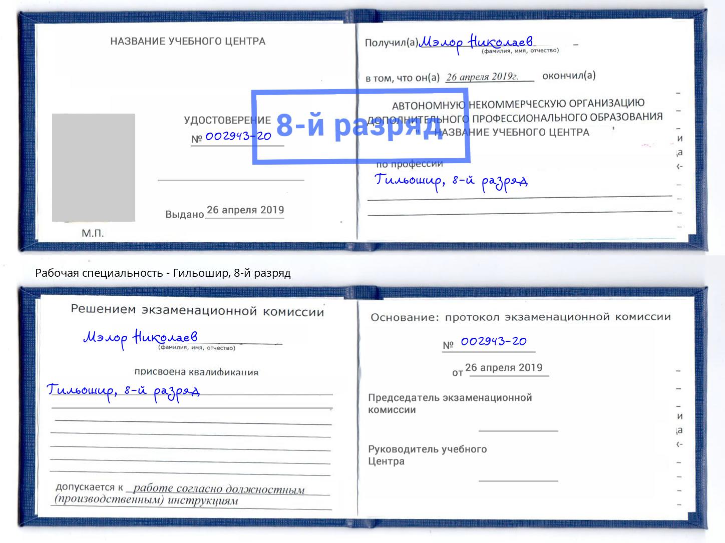 корочка 8-й разряд Гильошир Салехард