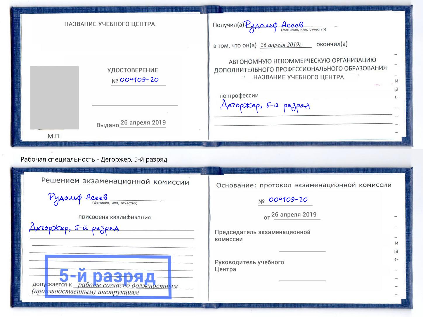 корочка 5-й разряд Дегоржер Салехард